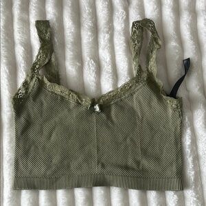 Urban Outfitters Olive Green Lace Trim Crop Tank